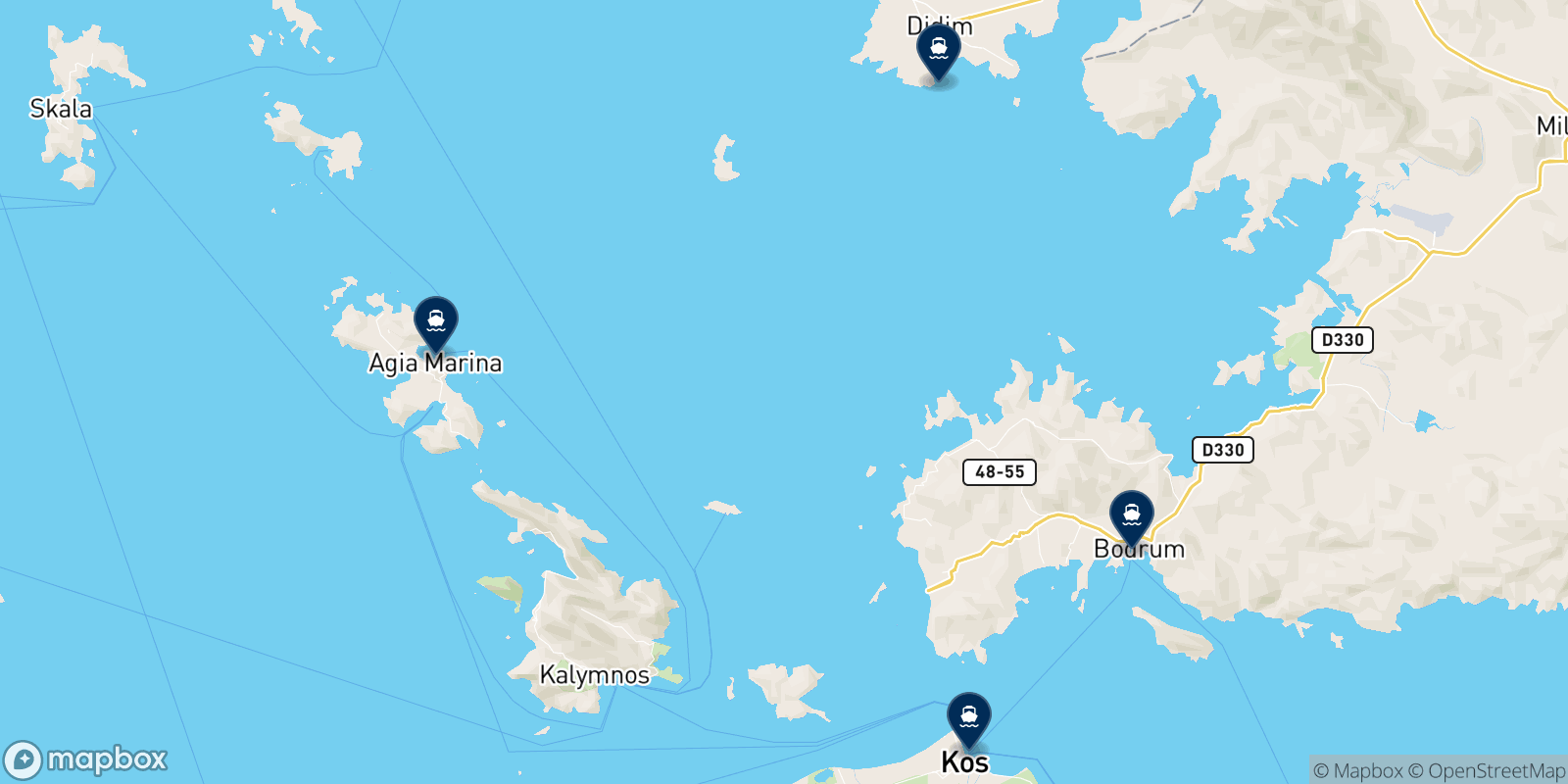Mapa de los destinos Exas Shipping Service