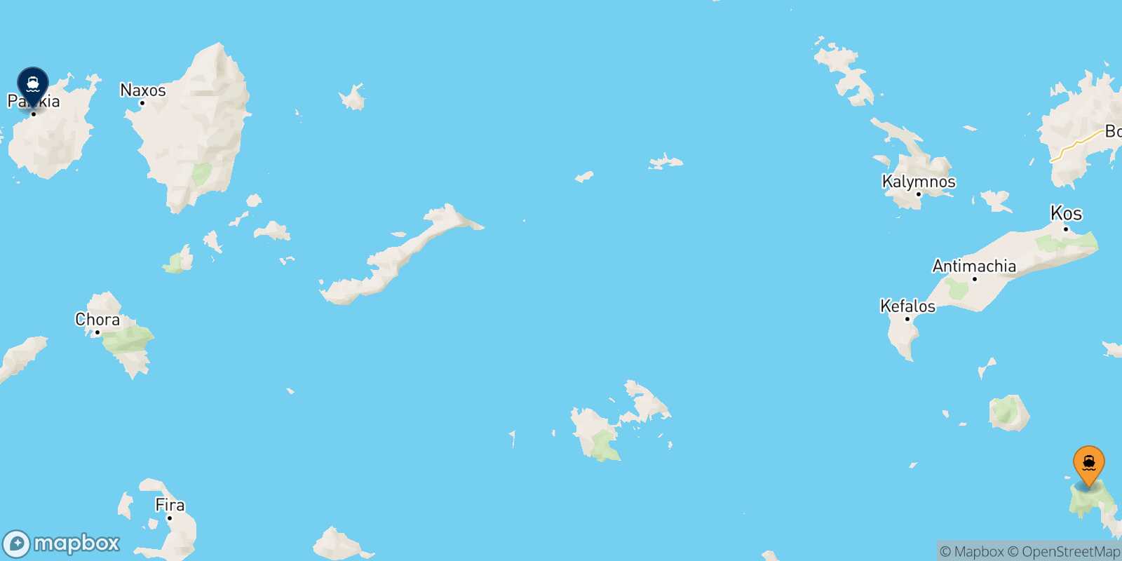 Mapa de la ruta Tilos Paros