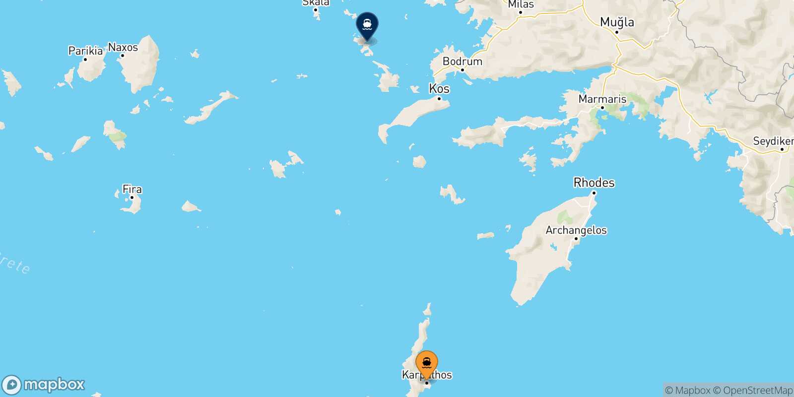 Mapa de la ruta Karpathos Leros