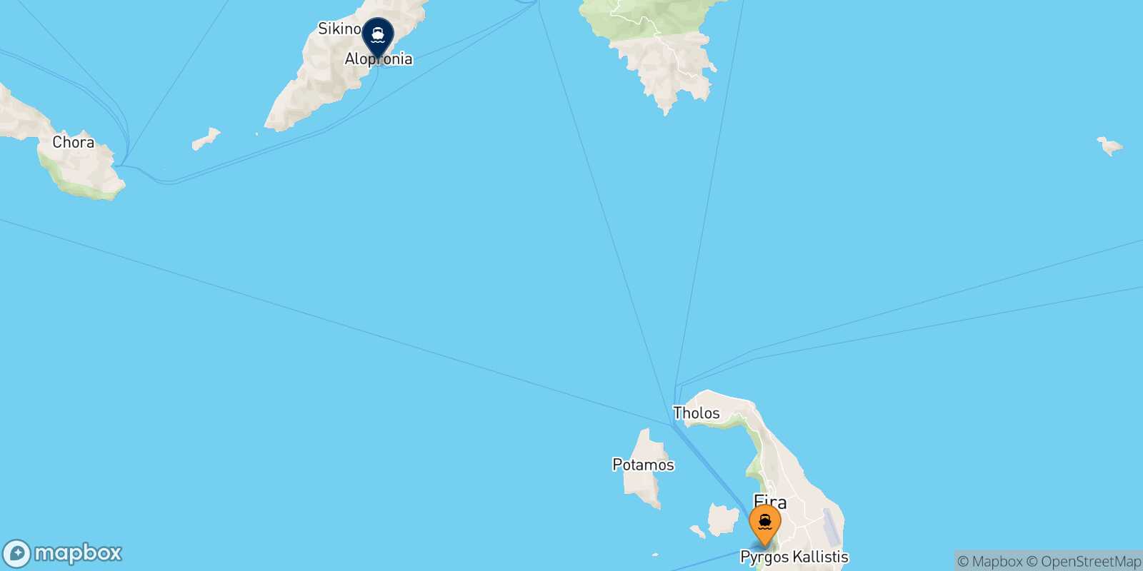 Mapa de la ruta Santorini Sikinos