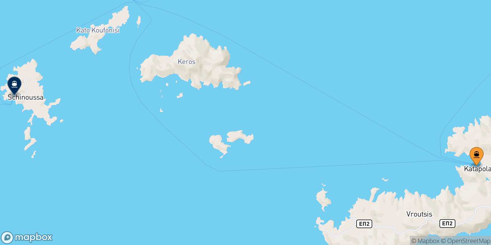 Mapa de la ruta Katapola (Amorgos) Schinoussa