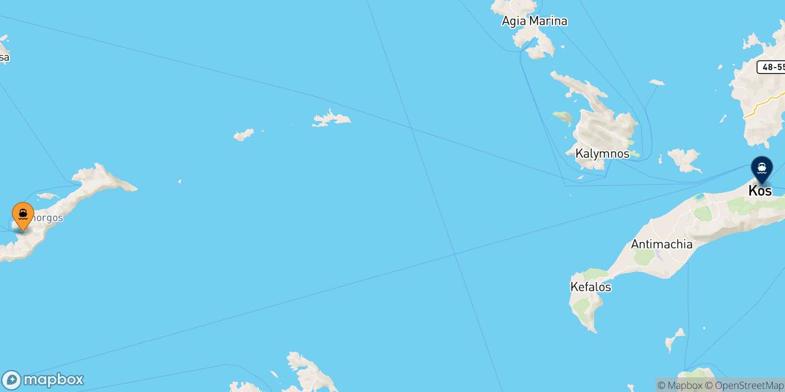 Mapa de la ruta Katapola (Amorgos) Kos