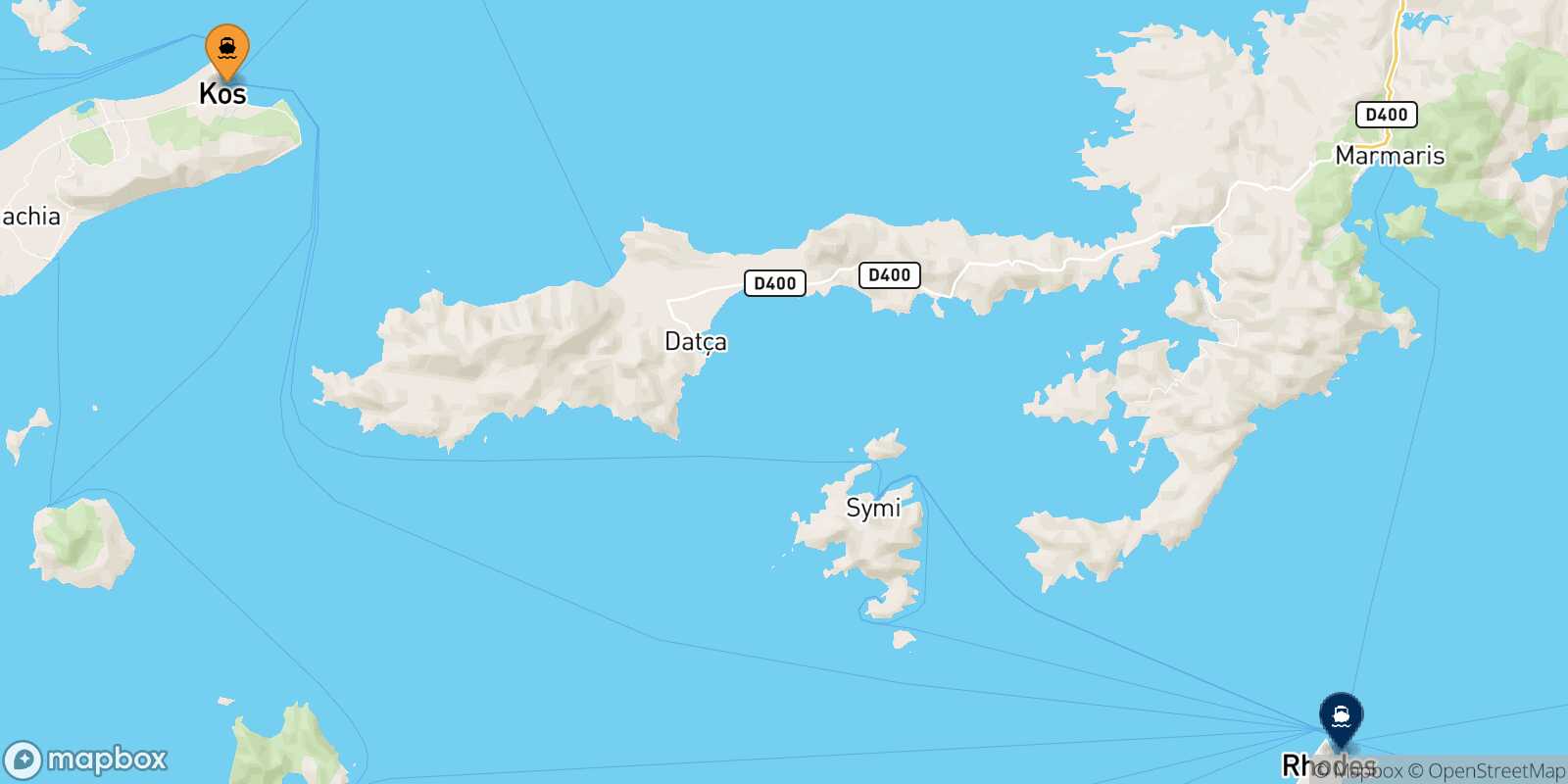 Mapa de la ruta Kos Rodas