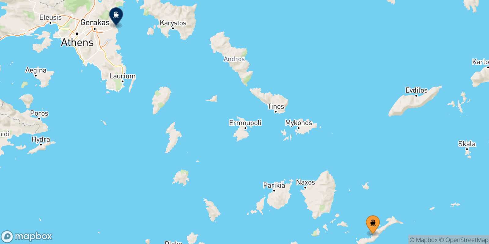 Mapa de la ruta Katapola (Amorgos) Rafina