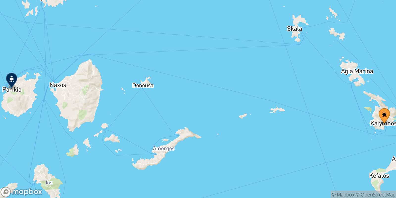 Mapa de la ruta Kalymnos Paros