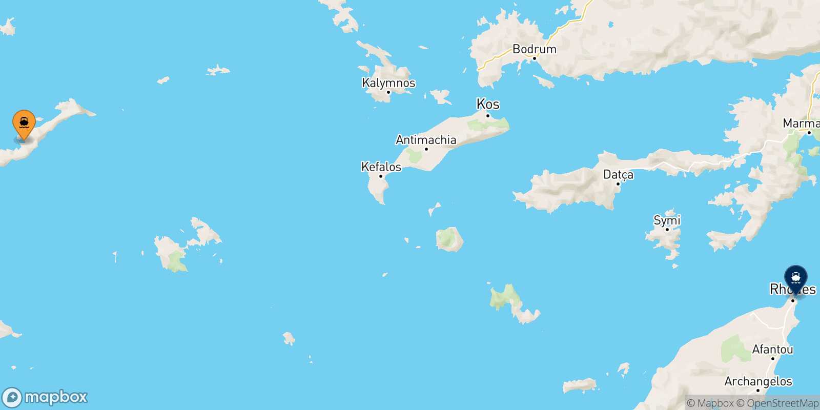 Mapa de la ruta Katapola (Amorgos) Rodas
