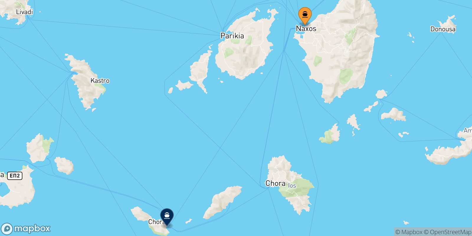 Mapa de la ruta Naxos Folegandros
