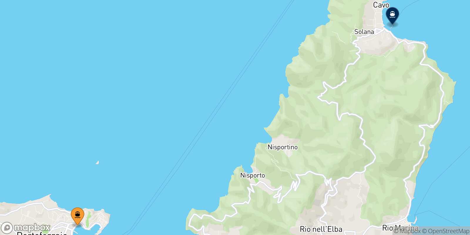 Mapa de la ruta Portoferraio Cavo