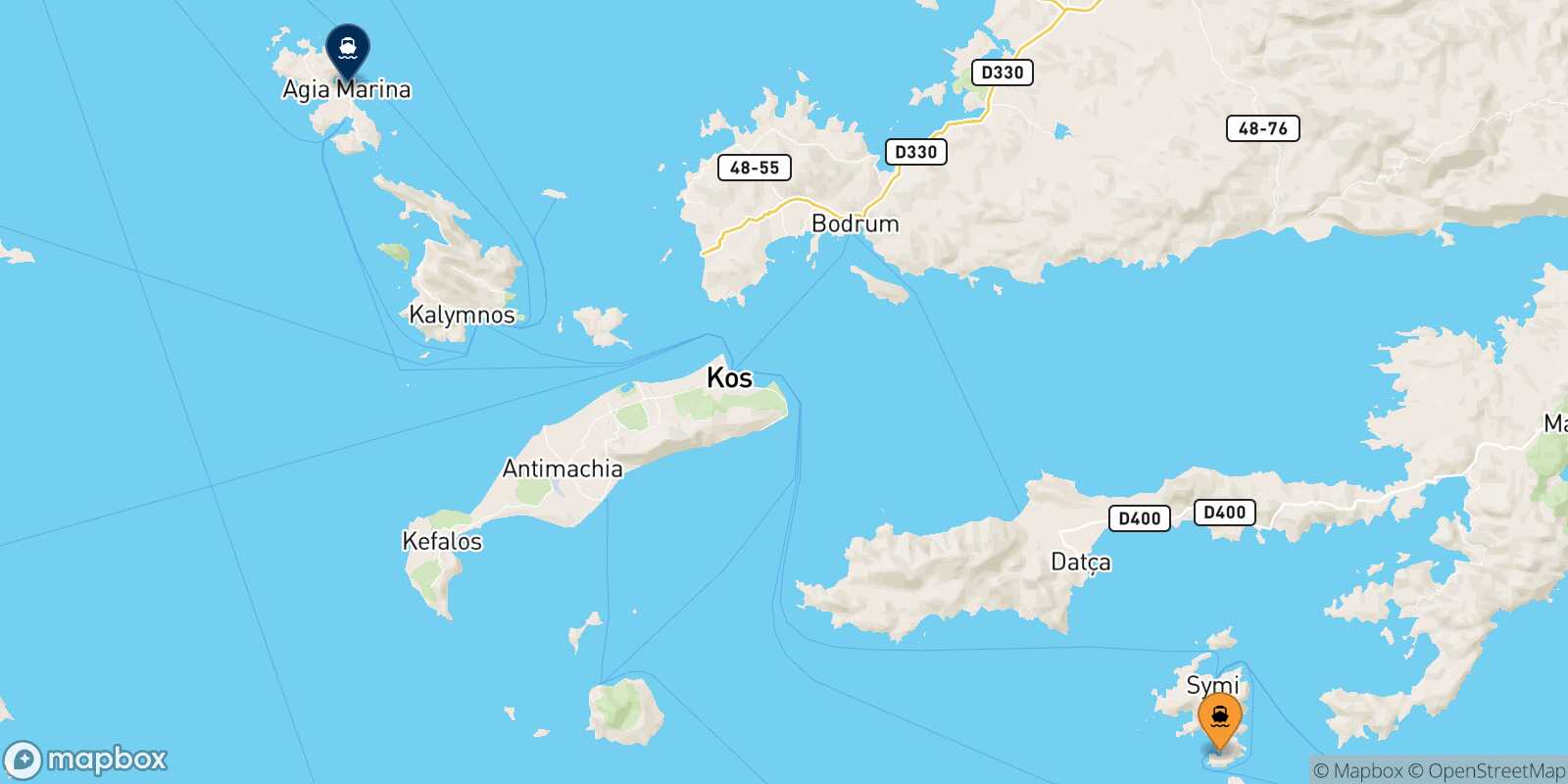 Mapa de la ruta Panormitis (Symi) Leros
