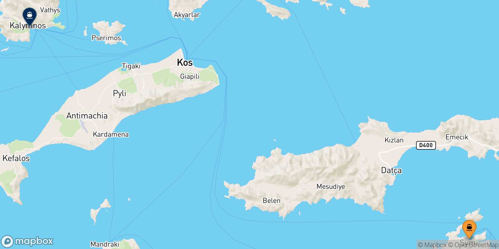 Mapa de la ruta Symi Kalymnos