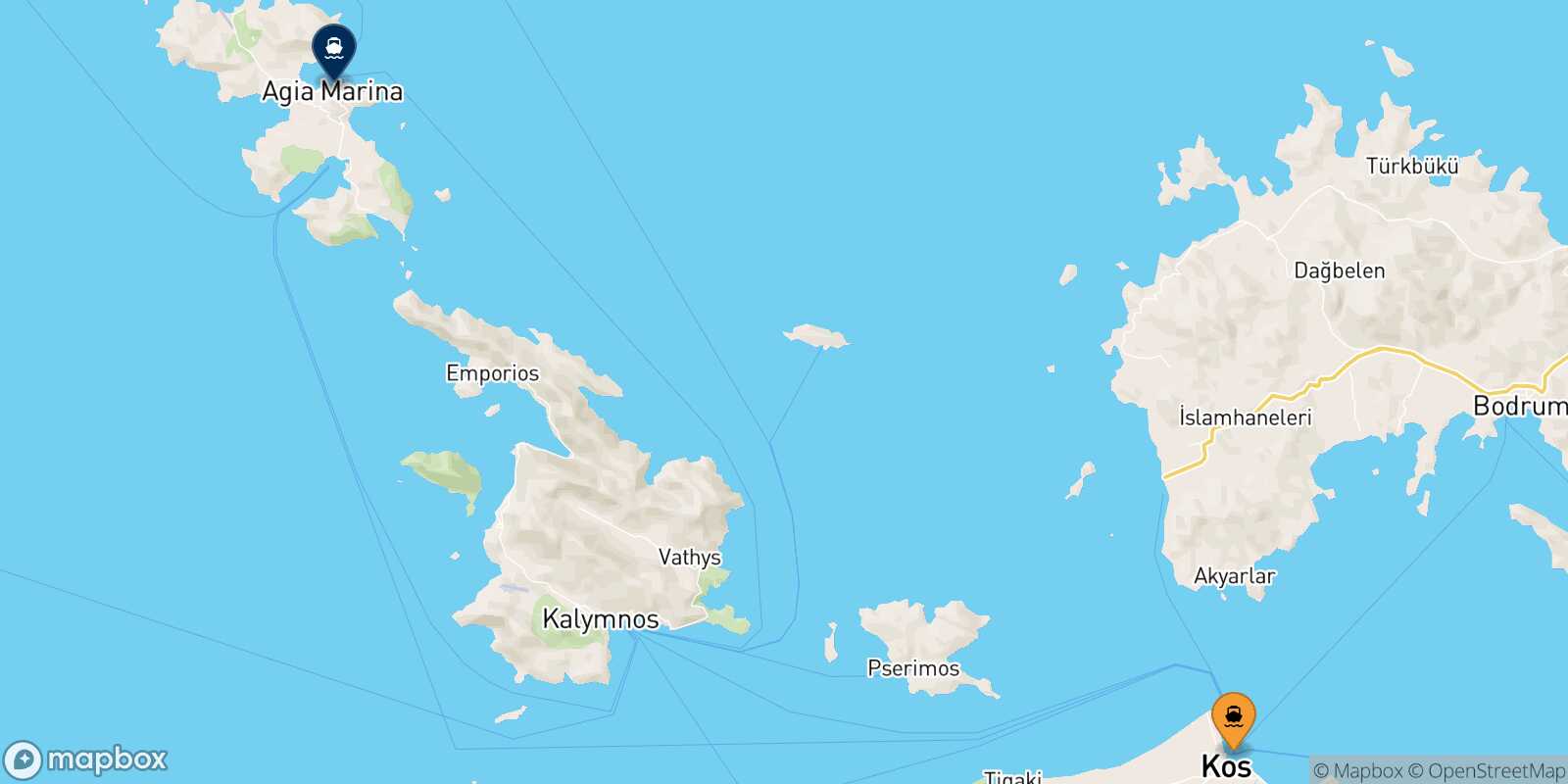 Mapa de la ruta Kos Leros