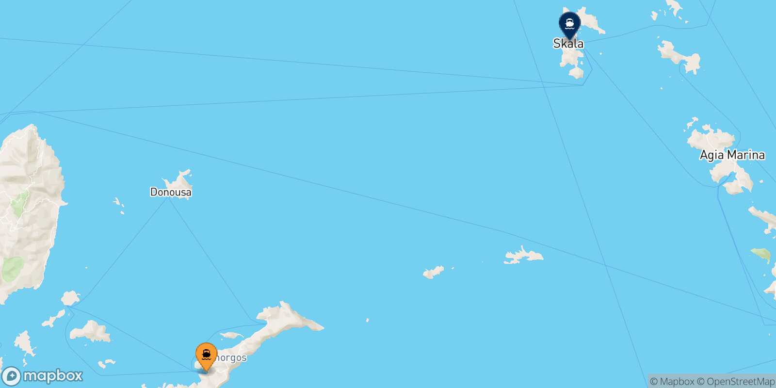 Mapa de la ruta Katapola (Amorgos) Patmos