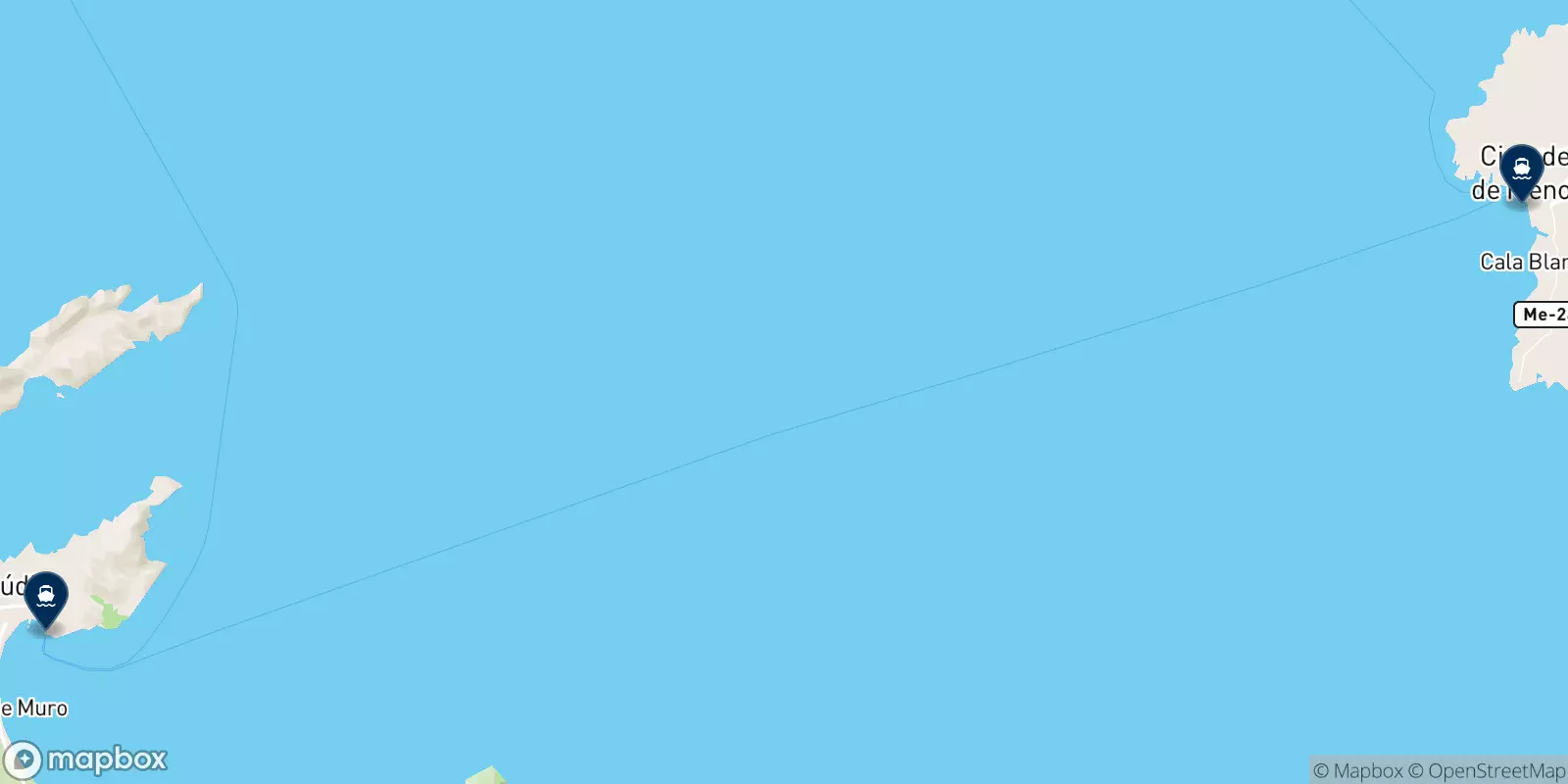 Mapa de los destinos Menorca Lines