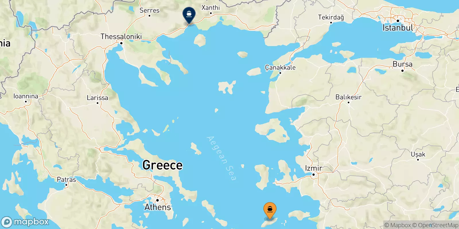 Ferries de Agios Kirikos (Ikaria) a Kavala