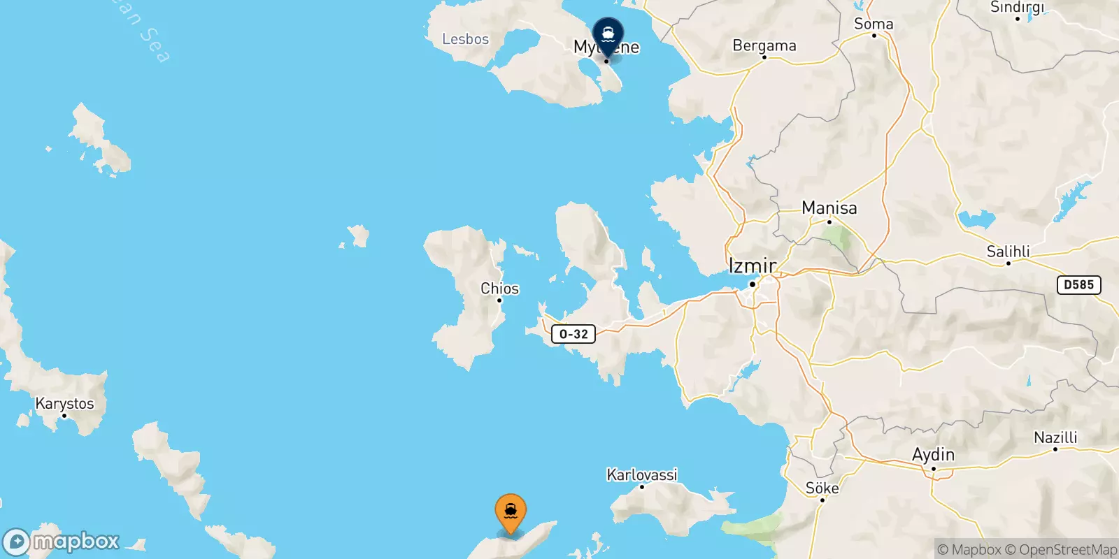 Ferries de Evdilos (Ikaria) a Mytilene (Lesvos)