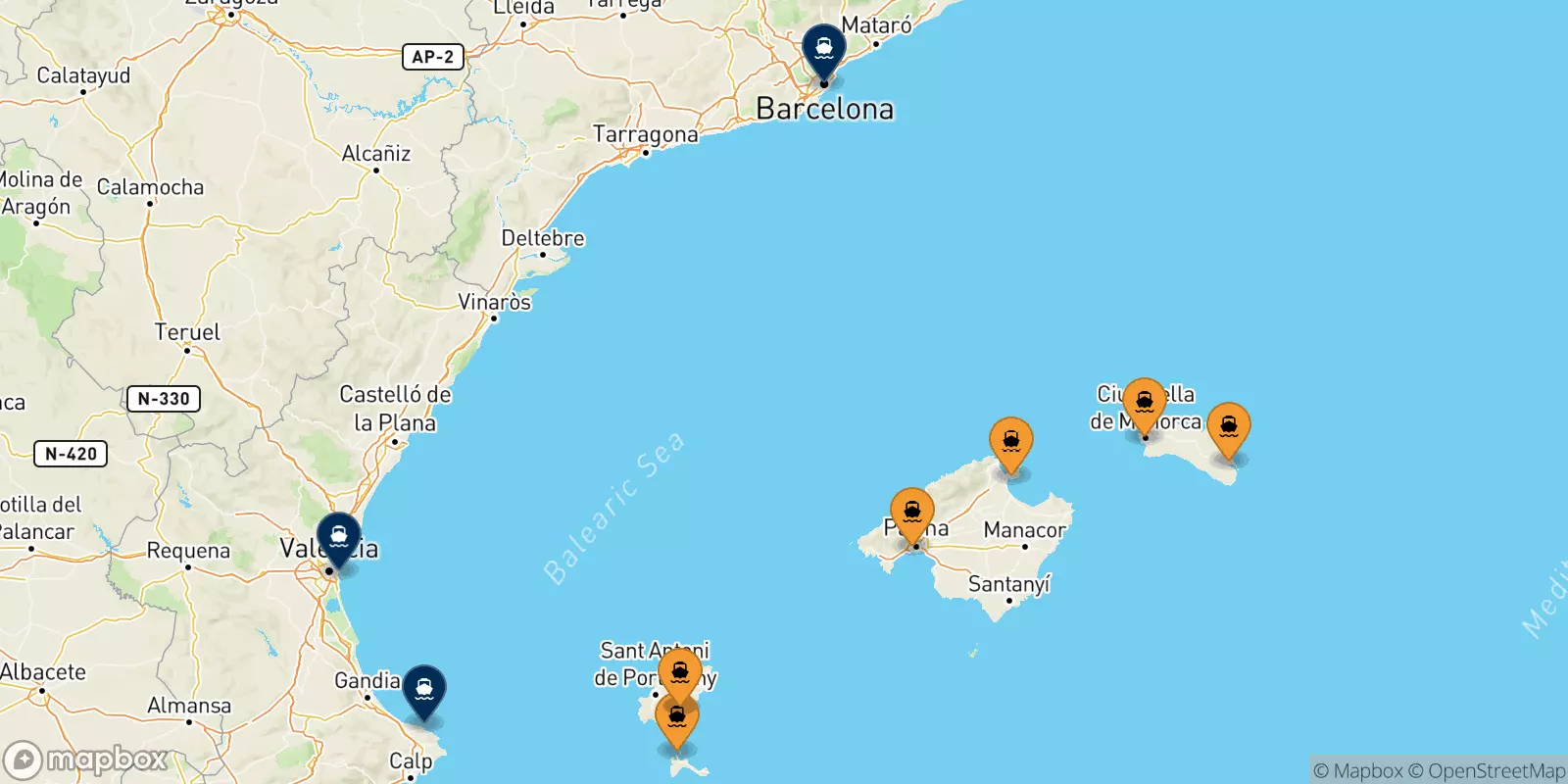 Ferries de Islas Baleares a España