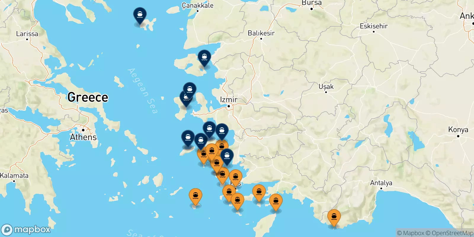 Ferries de Dodecaneso a Islas Del Egeo