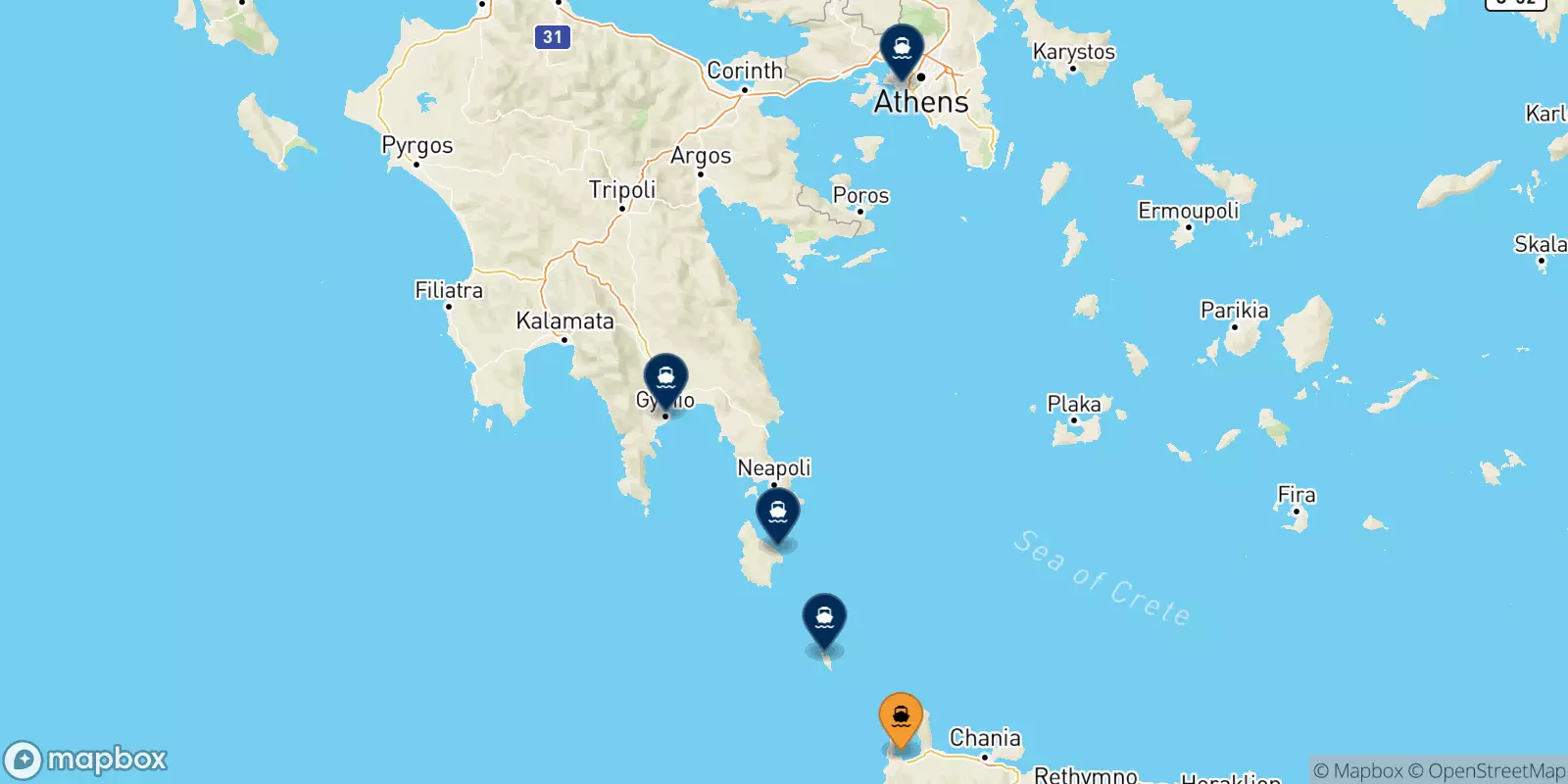 Ferries de Kissamos a Grecia