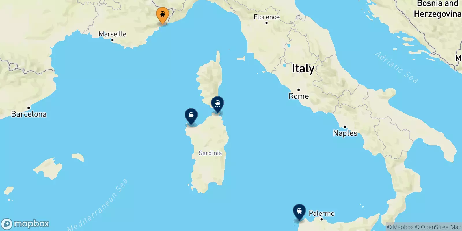 Ferries de Niza a Italia