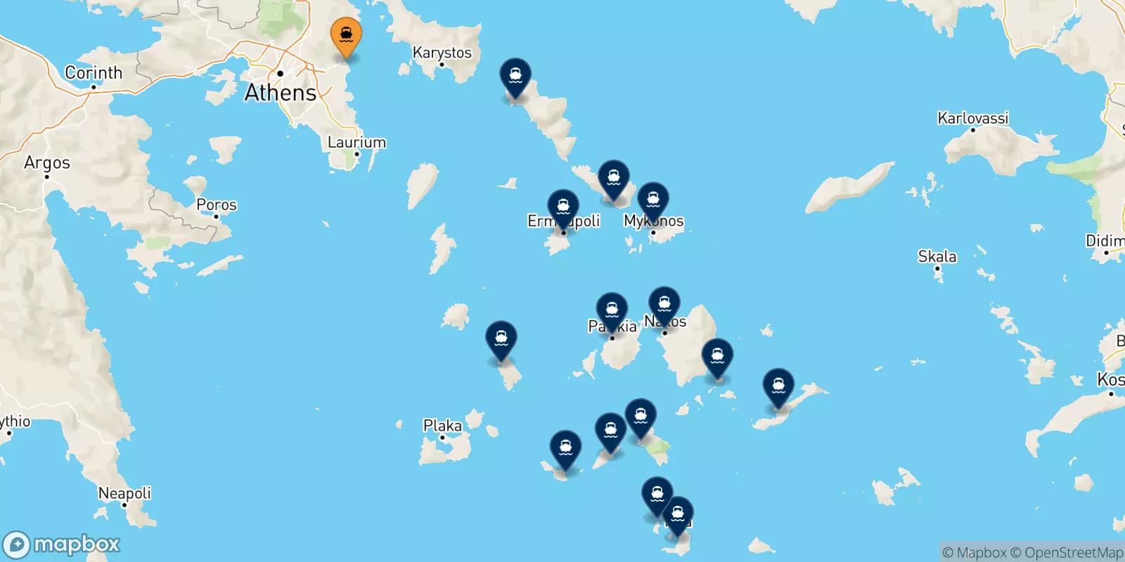 Ferries de Rafina a Las Cicladas