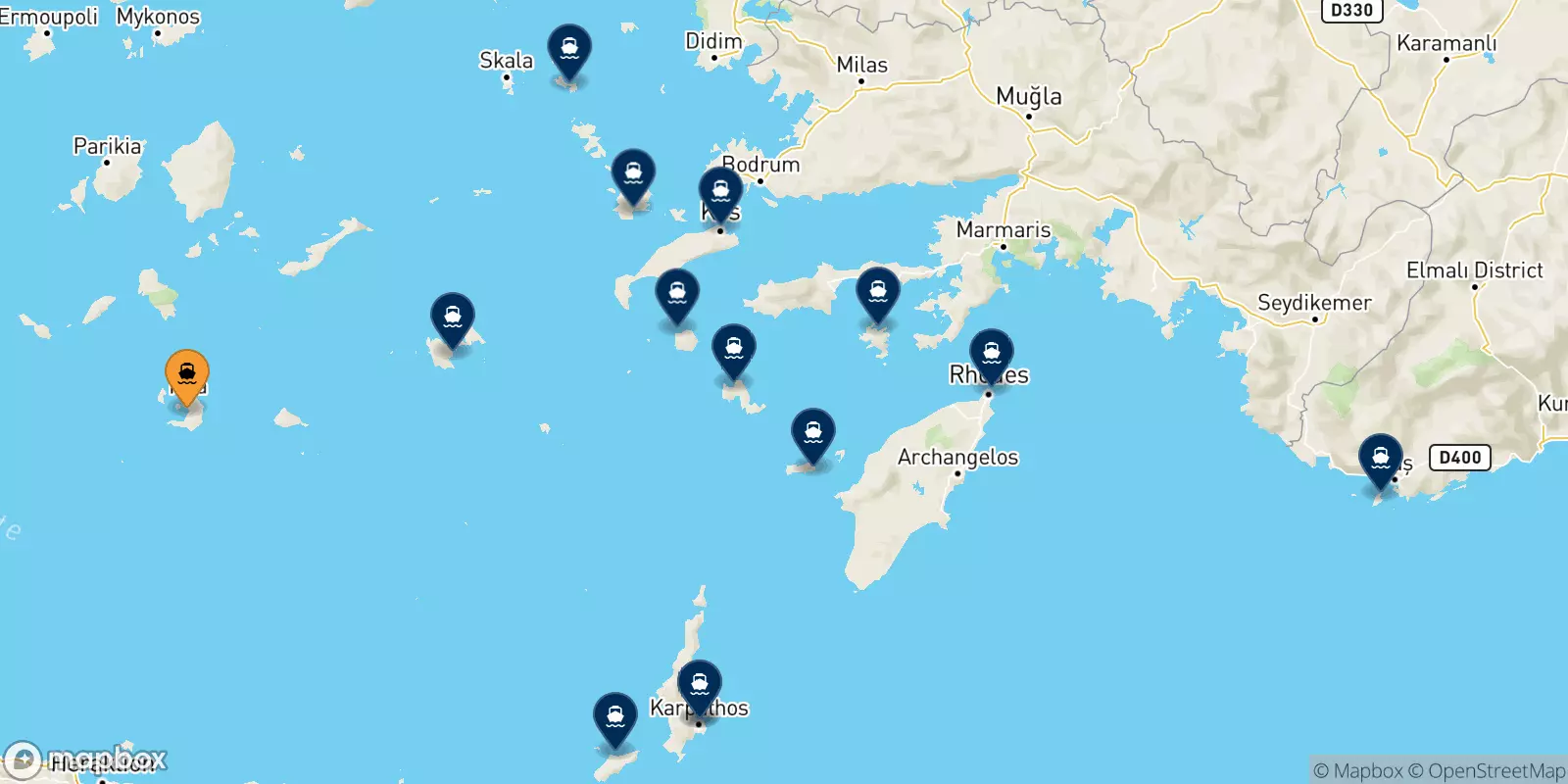 Ferries de Santorini a Dodecaneso