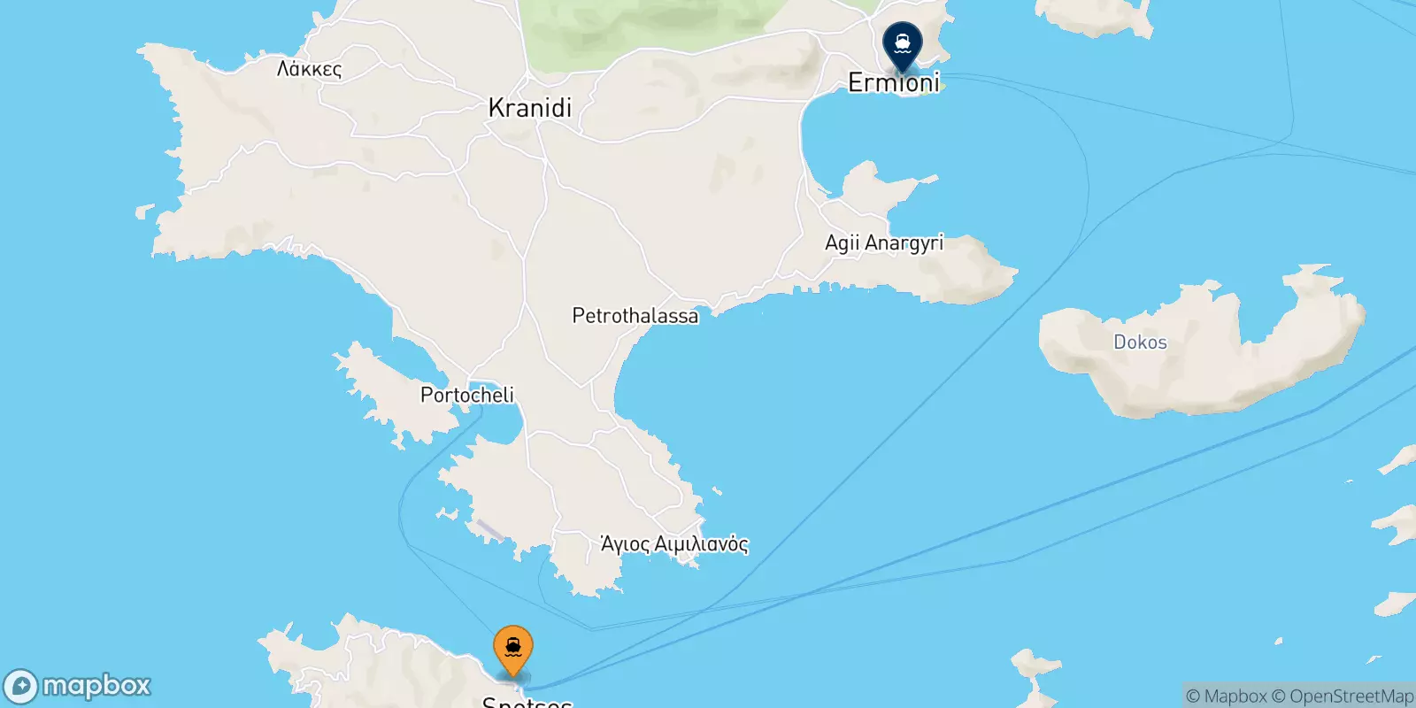 Ferries de Spetses a Hermioni