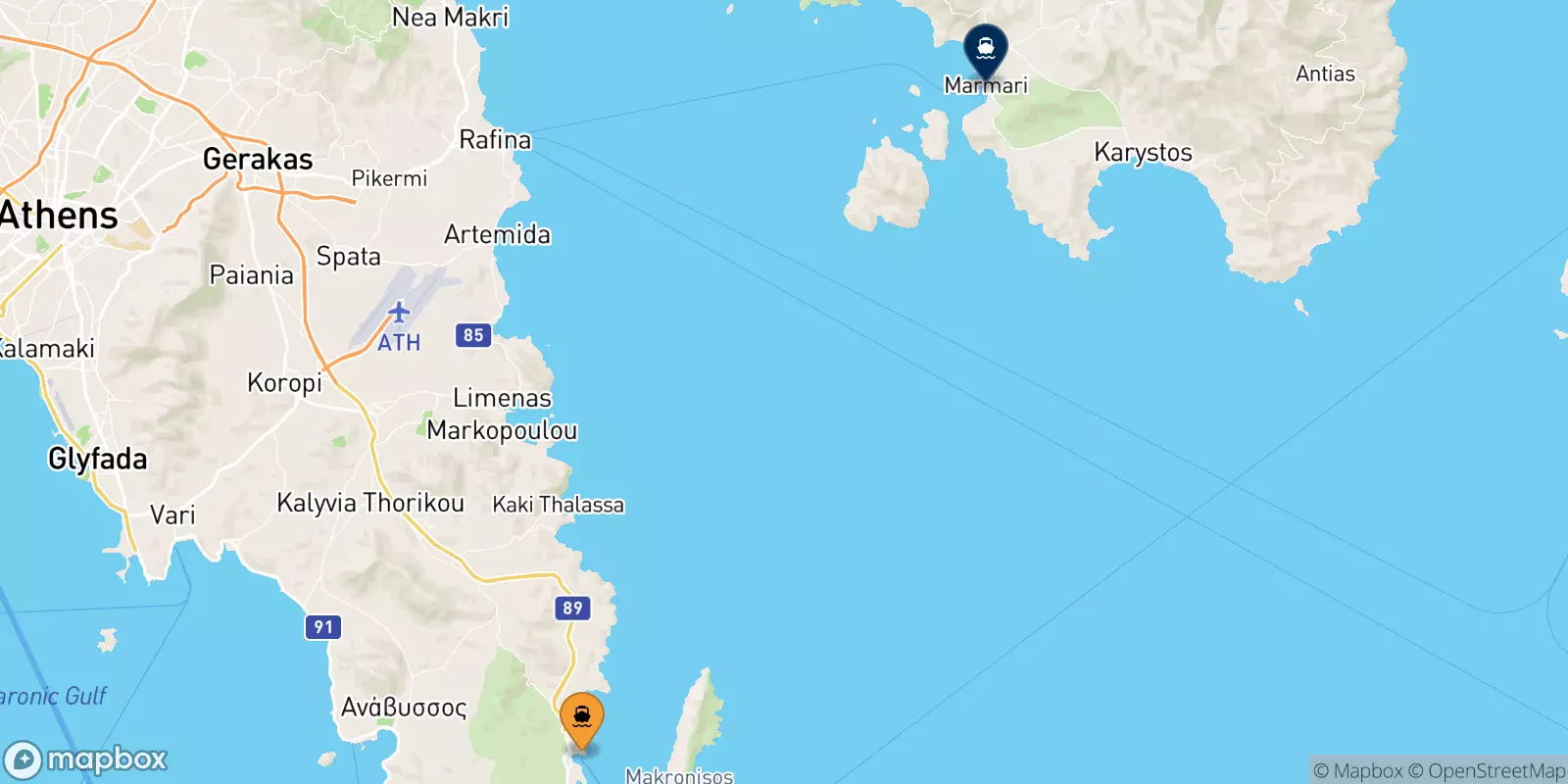 Ferries de Lavrio a Marmari