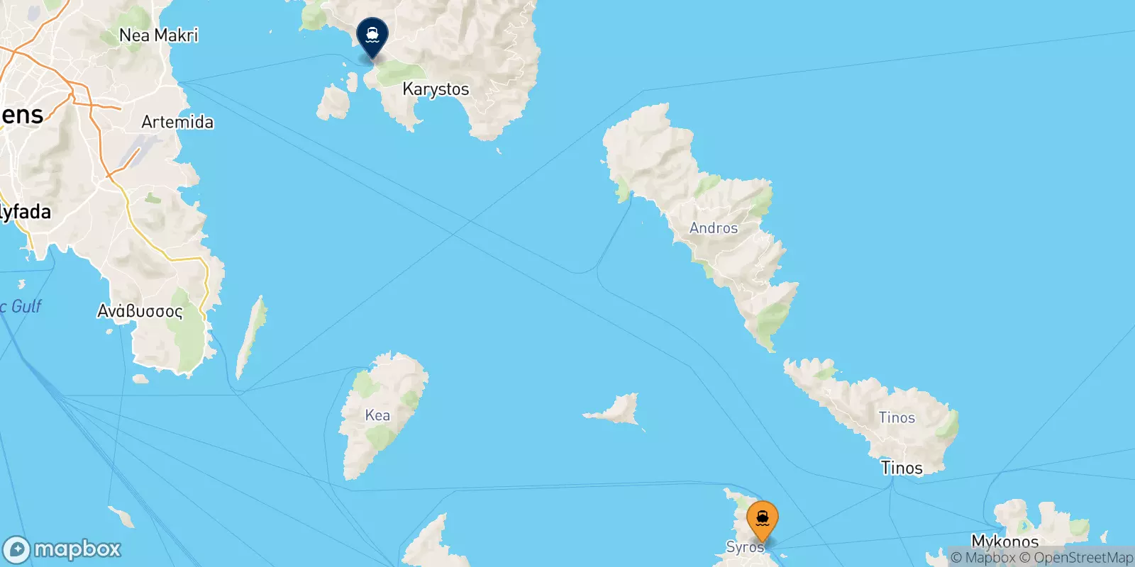 Ferries de Syros a Karystos