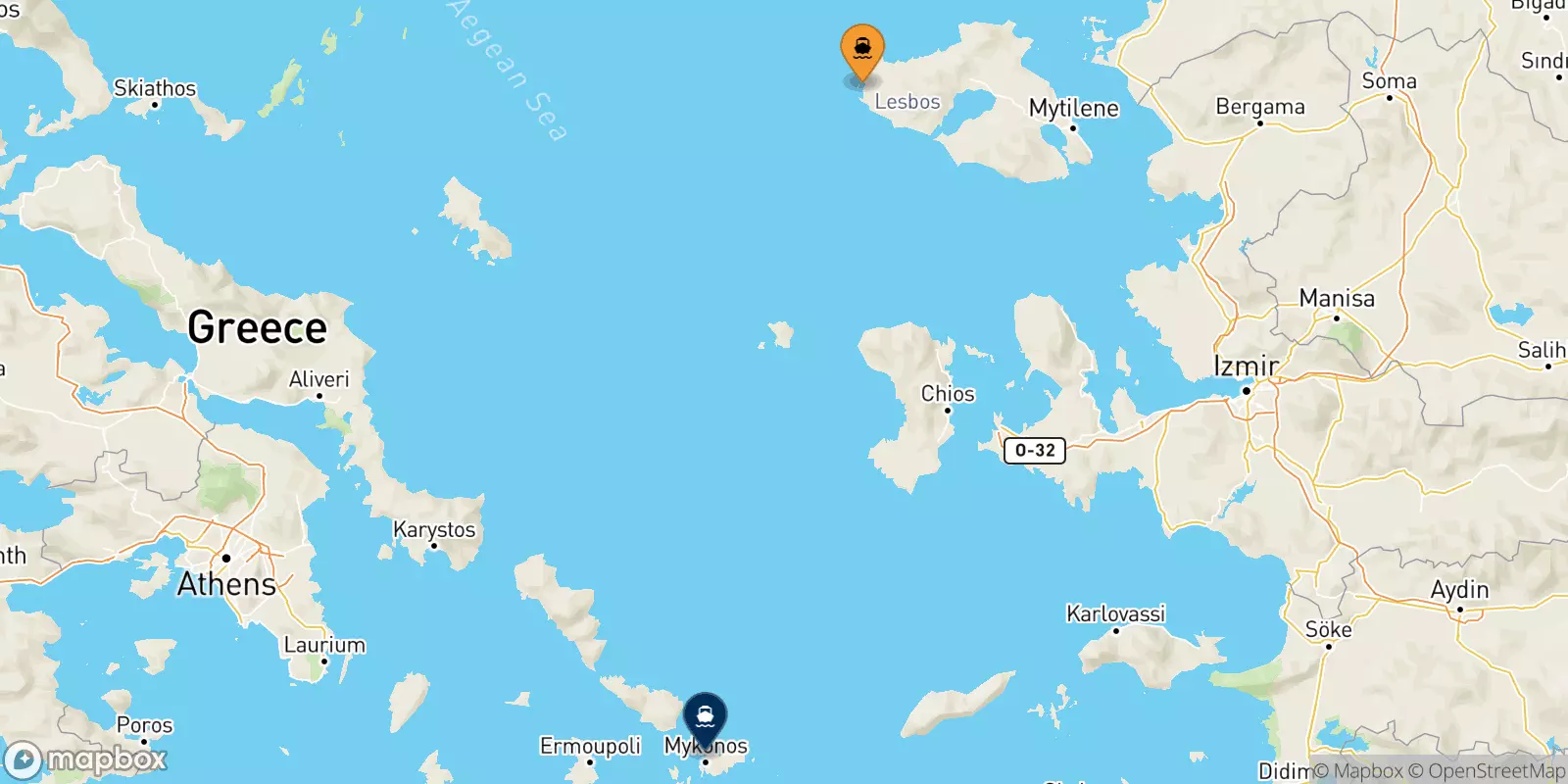 Ferries de Sigri (Lesvos) a Mykonos