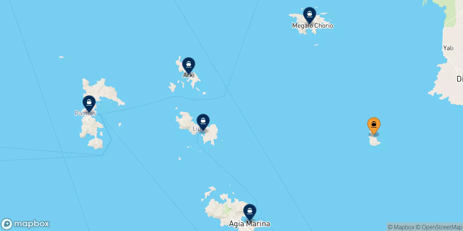 Ferries de Farmakonisi a Dodecaneso