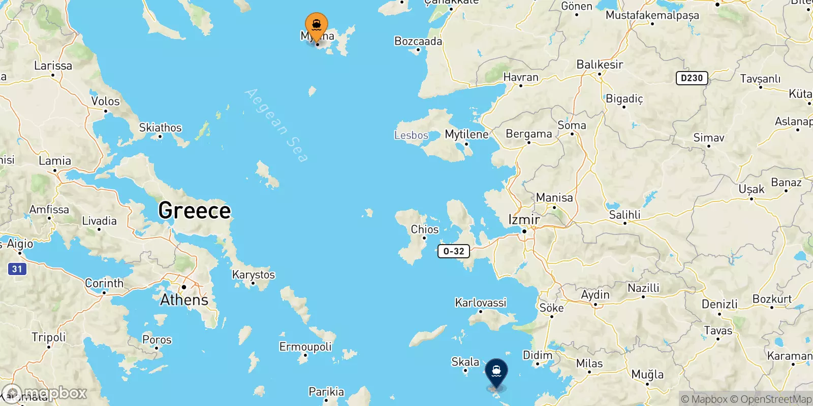 Ferries de Mirina (Limnos) a Leros