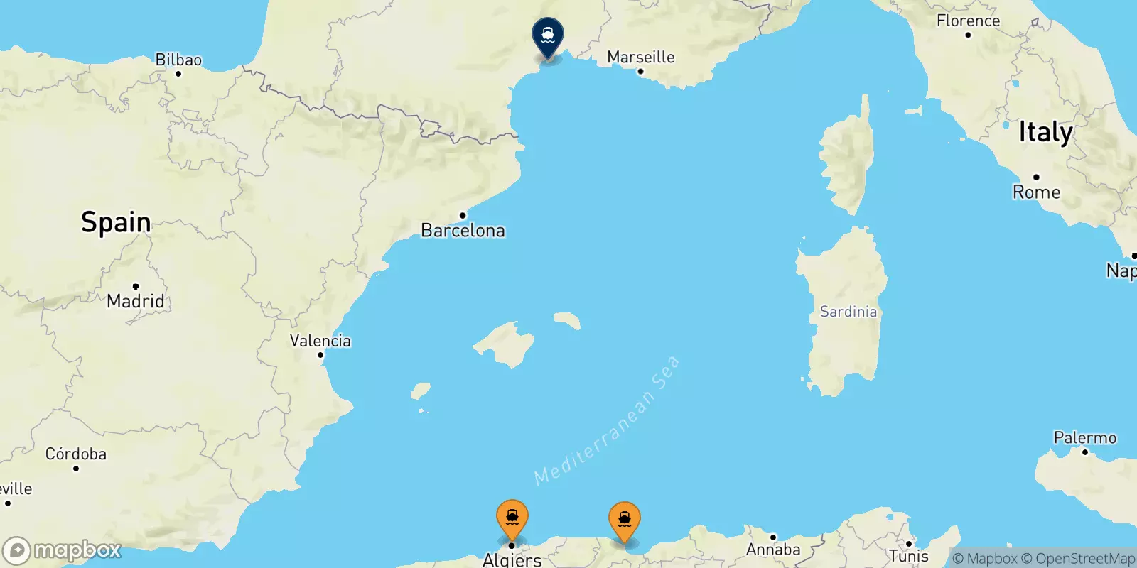 Ferries de Argelia a Francia