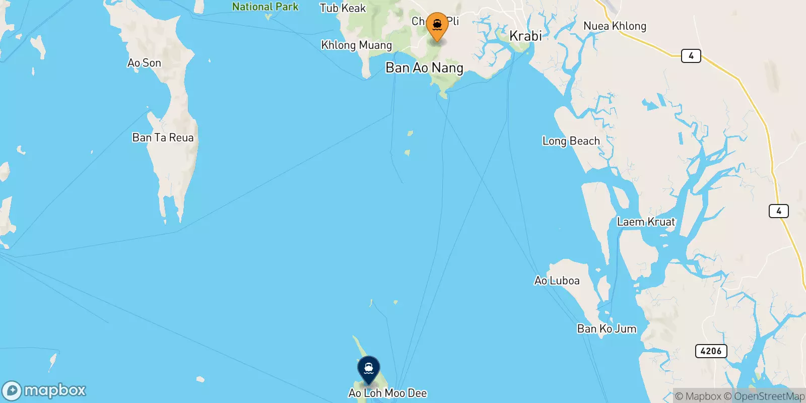 Ferries de Ao Nang (Nopparat Thara Pier) a Islas Phi Phi
