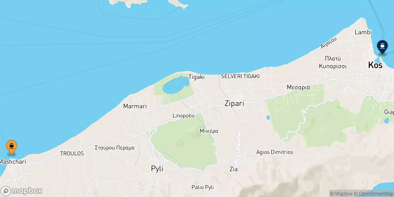 Ferries de Pserimos a Kos