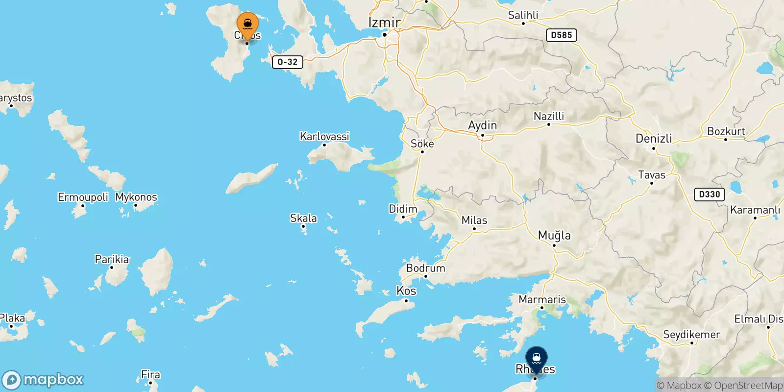 Ferries de Quios a Rodas