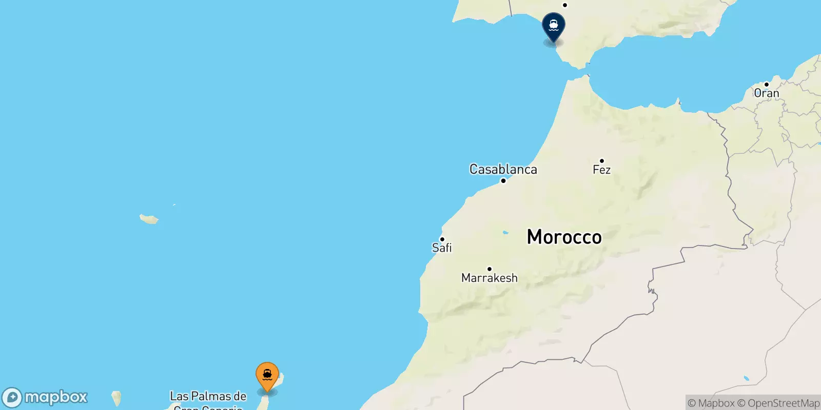 Ferries de Corralejo (Fuerteventura) a Cadiz