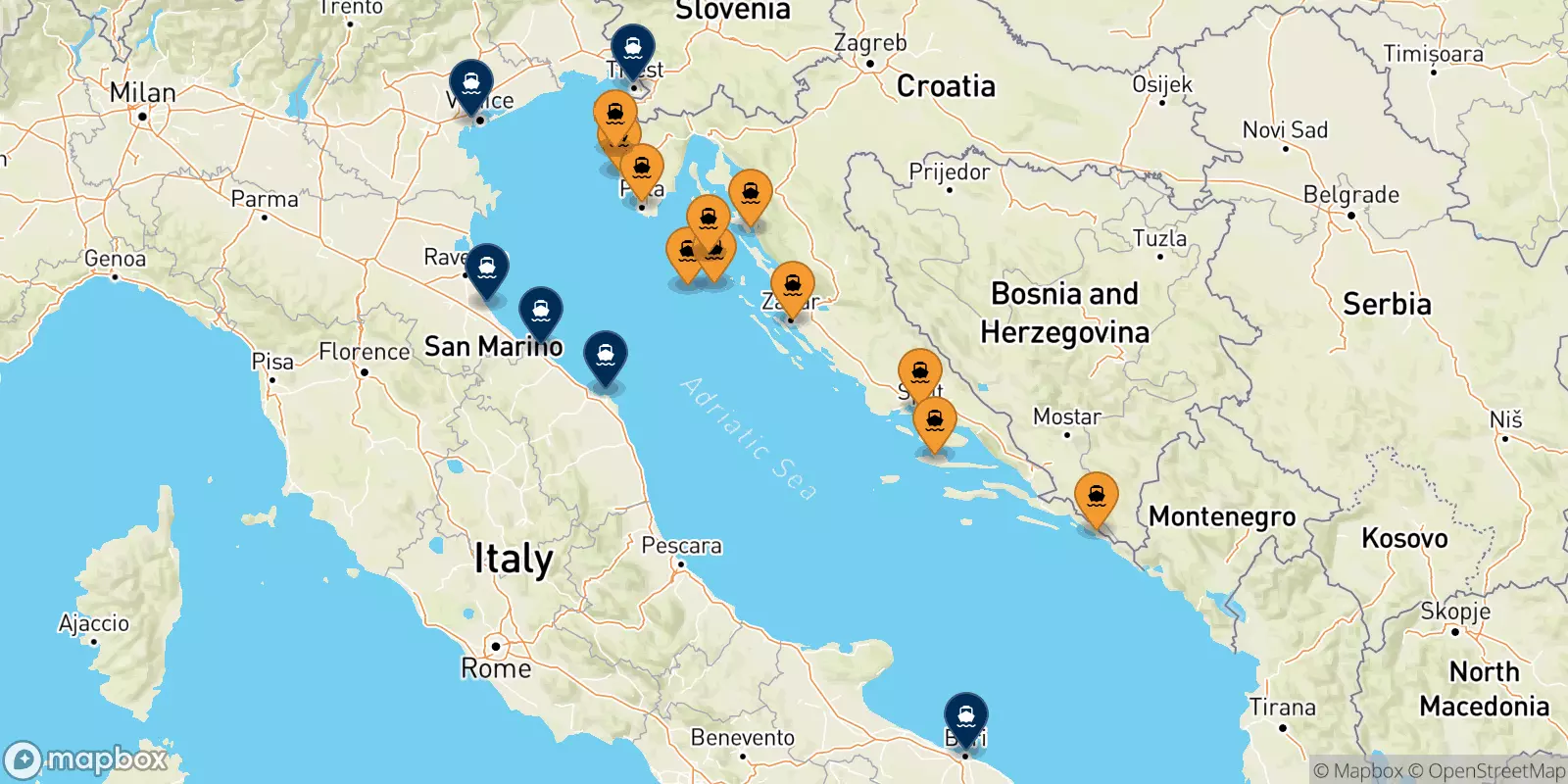 Ferries de Croacia a Italia